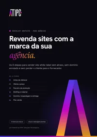 Capa do Checklist da revenda white-label da ATIPC: título Revenda sites com a marca da sua agência, sobre fundo escuro com o A em degradê roxo, magenta e laranja